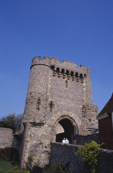 20059187 ENGLAND East Sussex Lewes Lewes Castle. View of one of the semi octagonal towers.