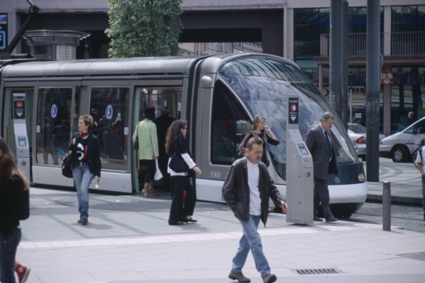 FRANCE, Alsace, Bas Rhin, Strasbourg. Modern style tram