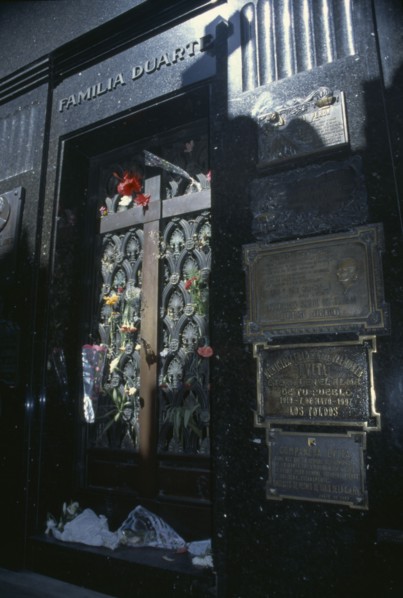 ARGENTINA, Buenos Aires, Cemetery of the Recoleta.  Eva Perons tomb in the Duarte family mausoleum