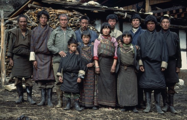 BHUTAN, Lingshi, Extended yak herding family.