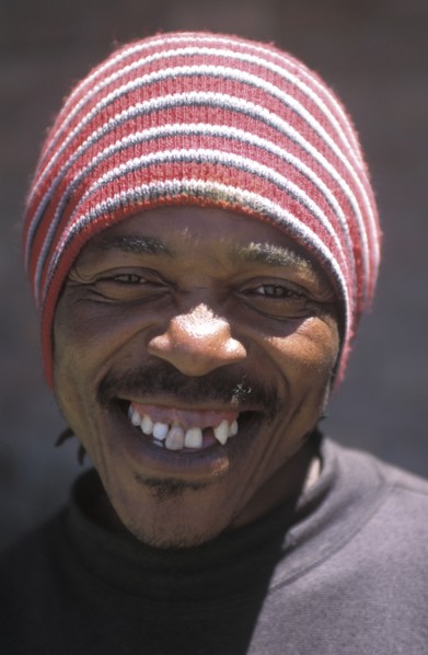 SOUTH AFRICA, Western Cape, Stellenbosch, Portrait of male farm worker at Mooiberg fruit and