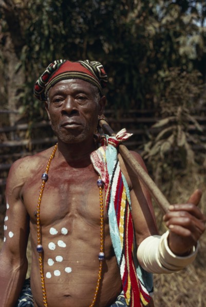 CAMEROON, People, Portrait of Bamileke witch doctor.