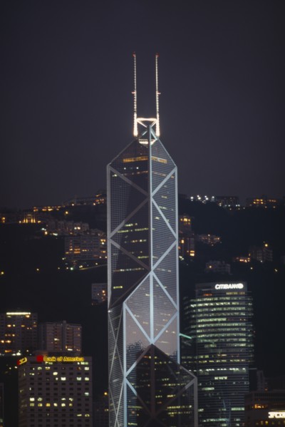 HONG KONG, General, Bank of China building at night