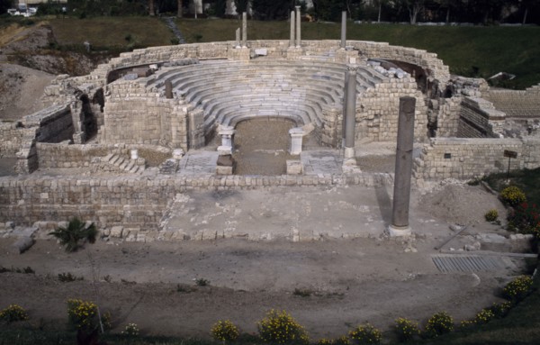 EGYPT, Nile Delta, Alexandria, Kom al Dikka.  Semi circular Roman amphitheatre dating from the