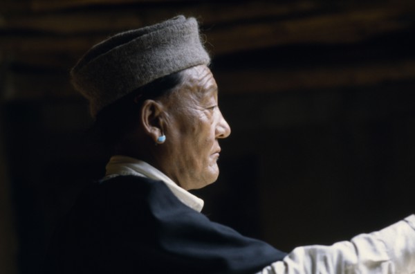 NEPAL, Mustang, Profile portrait of KIng Jigme Palbar Bista the King of Mustang