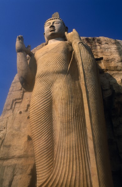 SRI LANKA, Aukana, Twelve metre high standing Buddha believed to have been sculpted during the