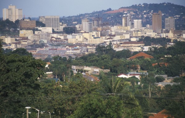 UGANDA, Kampala, City scape. View over tall buildings.
