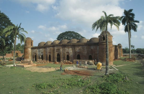 BANGLADESH, Khulna, Bagerhat, Ancient mosque built from bricks and terracotta with construction