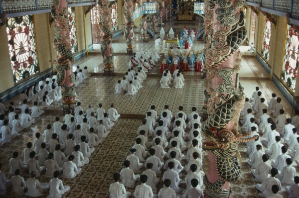 VIETNAM, South, Tay Ninh Province, The Cao Dai Holy See midday mass in the main temple