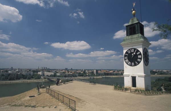 SERBIA, Vojodina, Novi Sad, Petrovaradin Fortress overlooking The Danube river and the city of Novi