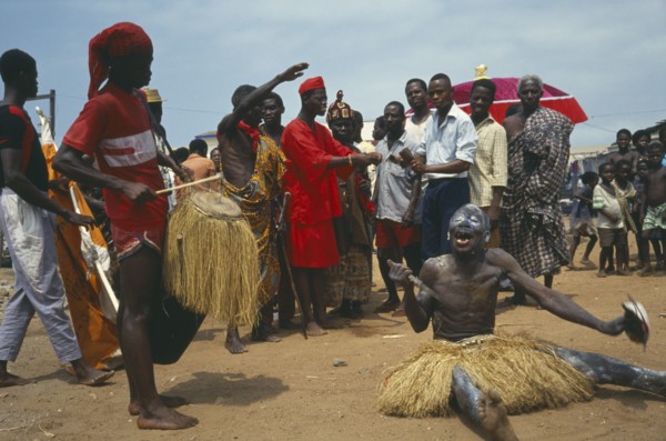 GHANA, Religion, Spirits summoned in an ancestoral village ceremony