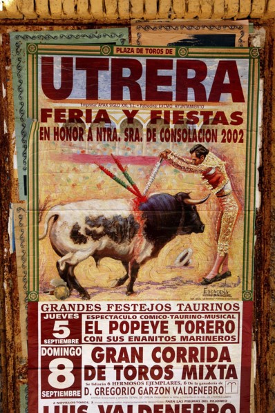 SPAIN, General, Bull fight poster showing a drawing of a matador spearing a bull