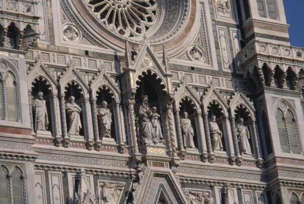ITALY, Tuscany, Florence, Detail of section of exterior at Duomo Cathedral.