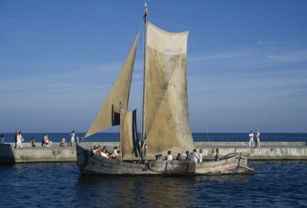 LITHUANIA, Nida, Old Baltic fishing boat.