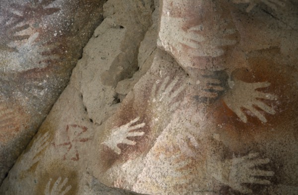 ARGENTINA, Patagonia, Santa Cruz Province, "Ancient cave paintings in Cueva de los Manos, or Cave