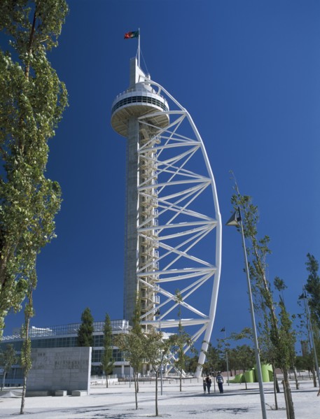 PORTUGAL, Lisbon, "Parque das Nacoes or Park of Nations, former Expo 98 site. Vasco da Gama viewing