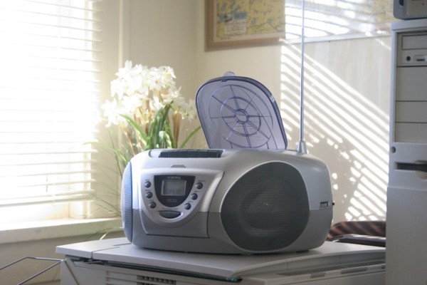 USA, Minnesota, St Paul, CD player next to desk in home office.