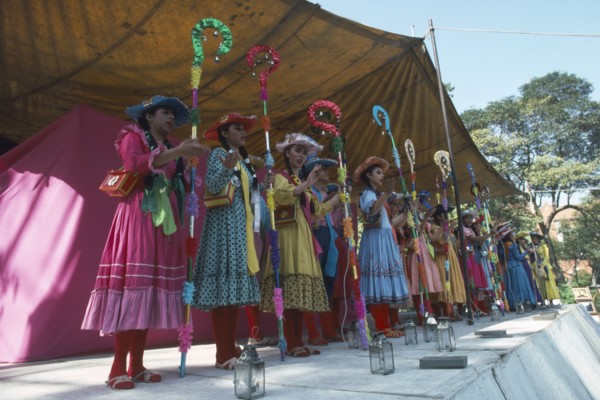 MEXICO, Mexico City, Patorelas re-enact the nativity to celebrate christmas