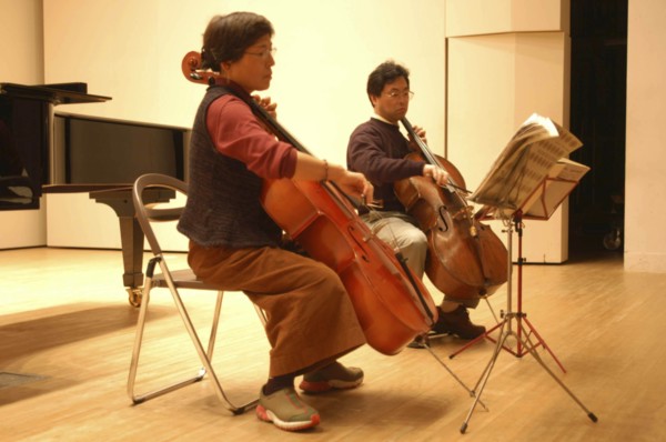 JAPAN, Chiba, Tako, "53 year old public health nurse named Teruko Ui plays cello with teacher
