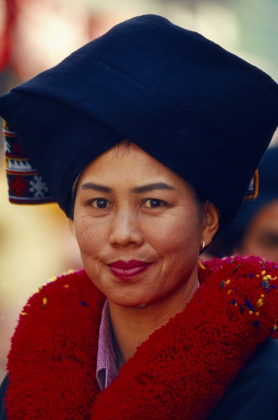 THAILAND, Chiang Mai, Portrait of a Iu Mien woman in traditional attire
