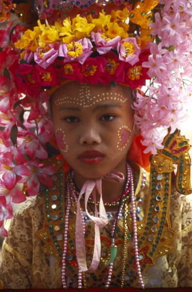 THAILAND, Chiang Mai, Shan Poi San Long. Crystal Children ceremony with portrait of Luk Kaeo in