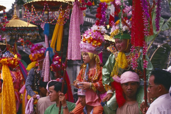 THAILAND, Chiang Mai, Shan Poi San Long. Crystal Children ceremony with Luk Kaeo in costumes