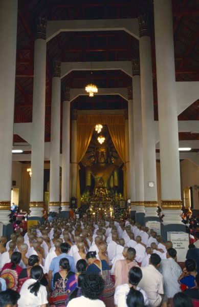 THAILAND, Chiang Mai, Hill tribe boys novice monk ordination candidates and families at the pre