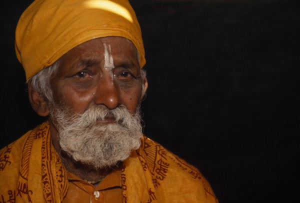 MYANMAR, Religion, Hinduism, Head and shoulders portrait of Hindu priest during festival at the