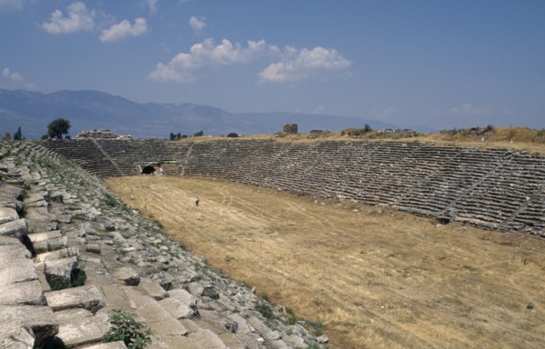 TURKEY, Anatolia, Aphrodisias, "View over the ancient Greek Stadium ruins dating from 6th Century