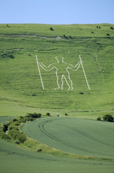 ENGLAND, East Sussex, Wilmington, The Longman figure carved into the hillside