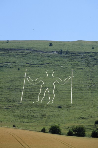 ENGLAND, East Sussex, Wilmington, The Longman figure carved into the hillside