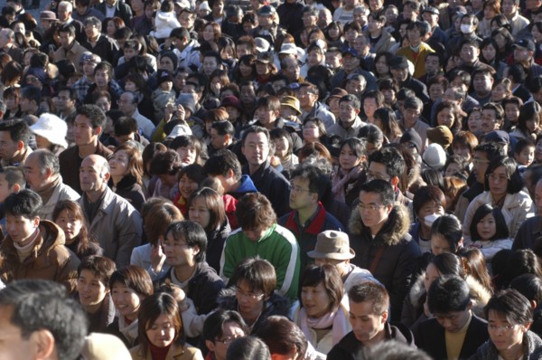JAPAN, Honshu, Chiba , New Years Holiday worshippers crowd to enter Narita San Temple