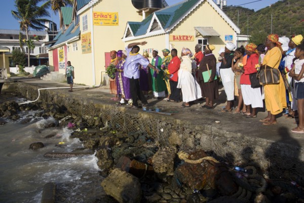 WEST INDIES, St Vincent & The Grenadines, Union Island, Baptist preacher and congregation in