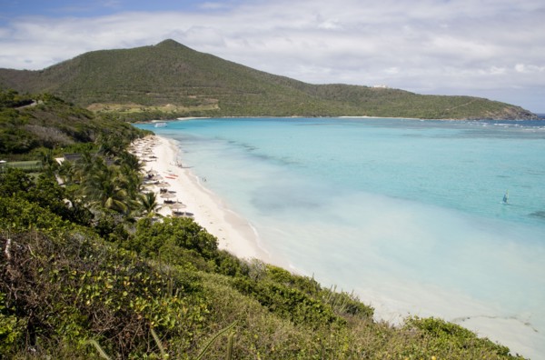 WEST INDIES, St Vincent & The Grenadines, Canouan, Godahl beach at Raffles Resort with Mount Royal