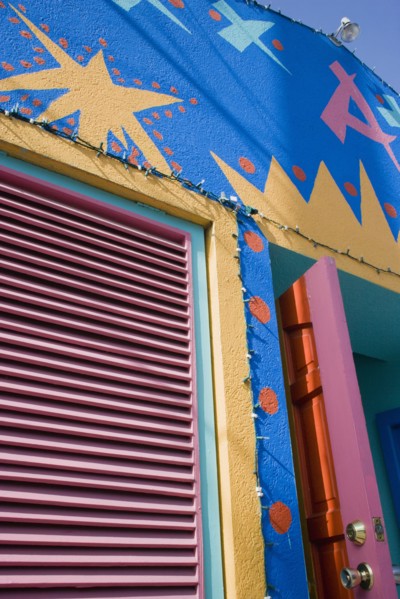 WEST INDIES, Barbados, St James, Angry Annies brightly decorated traditional Barbadian food