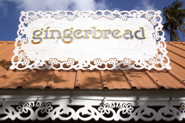 WEST INDIES, St Vincent & The Grenadines, Bequia, Sign for the Gingergread restaurant in Port