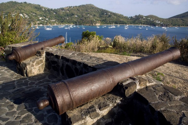 WEST INDIES, St Vincent & The Grenadines, Bequia, Canon on the 18th Century Hamilton Battery