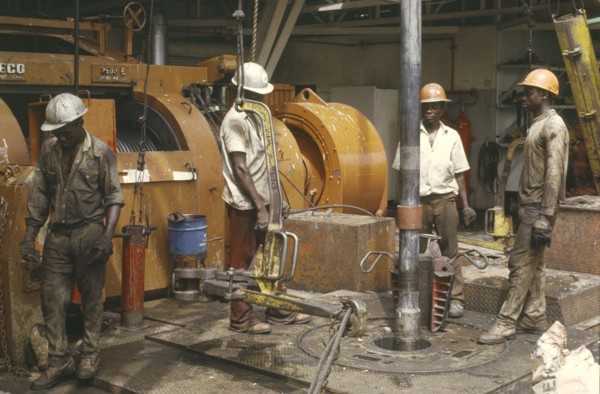 NIGERIA, Rivers State, Workers on oil rig.