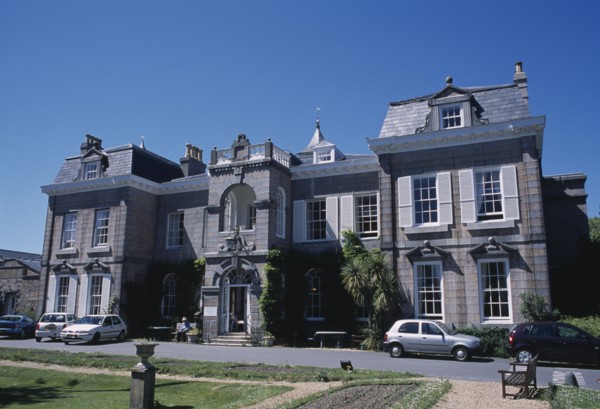UNITED KINGDOM, Channel Islands, Guernsey, St Martins. Saumarez House. View of front entrance from