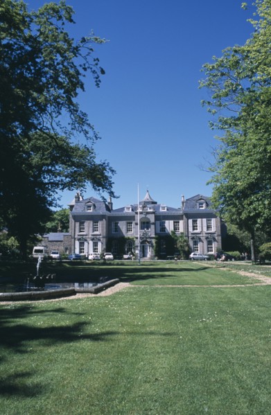 UNITED KINGDOM, Channel Islands, Guernsey, St Martins. Saumarez House. View of front entrance from