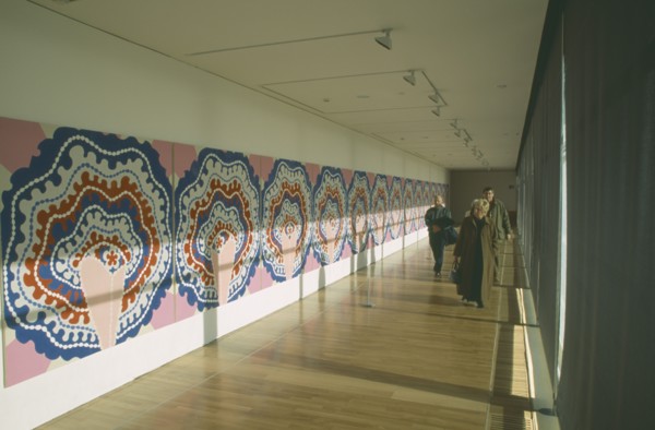 ENGLAND, East Sussex, Bexhill on Sea, De La Warr Pavilion. Interior view of exhibition space with a