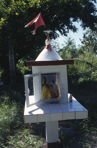MAURITIUS, Religion, Hindu, Decorated figures in Hindu shrine.