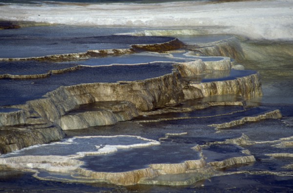 USA, Wyoming, Yellowstone National Park. Limestone terraces at Mammoth Hot Springs.