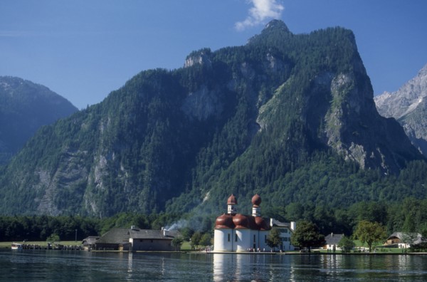 GERMANY, Berchtesgaden, Konigssee, The baroque church of Saint Bartholoma.