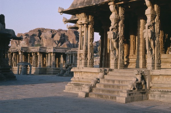 INDIA, Karnataka, Hampi, Musical pillars in Vittala Temple in the ancient city of Vijayanagar