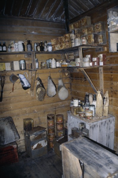 ANTARCTICA, Ross Sea, Ross Island, Cape Royds. Interior of Shackletons Hut built in 1908 with