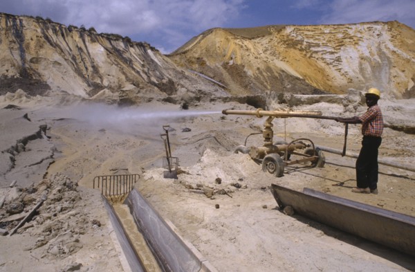 SOUTH AFRICA, Gauteng, Witwatersrand Region, Germiston.  Gold mining reclaimation industry