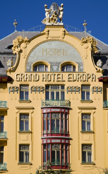 CZECH REPUBLIC, Bohemia, Prague, The Art Nouveau Hotel Europa in Wenceslas Square in the New Town