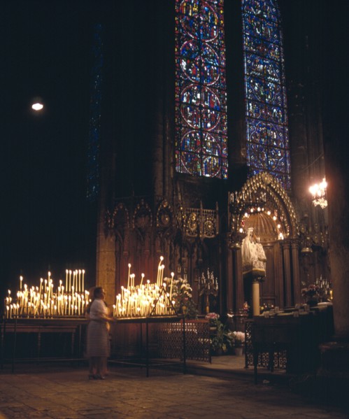 FRANCE, Central Loire, Chartres, Interior of cathedral showing Notre Dame du Pillar black Madonna