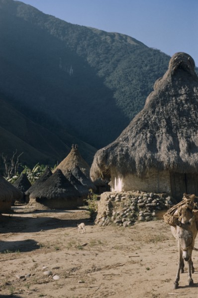 COLOMBIA, Sierra Nevada de Santa Marta, Kogi Tribe, "San Miguel, a Kogi village in foothills of